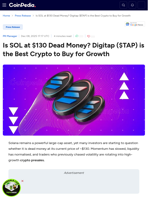 Is SOL at $130 Dead Money? Digitap ($TAP) is the Best Crypto to Buy for Growth