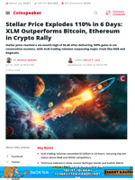Stellar Price Explodes 110% in 6 Days: XLM Outperforms Bitcoin, Ethereum in Crypto Rally - Coinspeaker