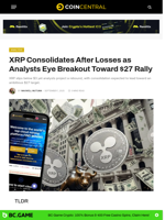 XRP Consolidates After Losses as Analysts Eye Breakout Toward $27 Rally - CoinCentral