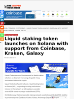 Liquid staking token launches on Solana with support from Coinbase, Kraken, Galaxy - The Crypto News Wire