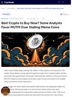 Best Crypto to Buy Now? Some Analysts Favor MUTM Over Stalling Meme Coins