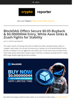 BlockDAG Offers Secure $0.05 Buyback & $0.00000044 Entry, While Aave Sinks & Zcash Fights for Stability