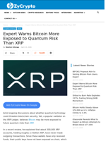 Expert Warns Bitcoin More Exposed to Quantum Risk Than XRP ⋆ ZyCrypto