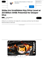 Shiba Inu Invalidates Key Price Level at 213 Billion SHIB: Potential for Deeper Dive - U.Today