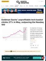 Goldman Sachs' unprofitable tech basket climbs 27% in May, outpacing the Nasdaq 100