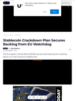 Stablecoin Crackdown Plan Secures Backing from EU Watchdog - U.Today