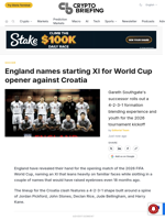 England names starting XI for World Cup opener against Croatia
