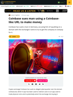 Coinbase Claims German Man Misusing Squatted URL