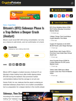 Bitcoin's (BTC) Sideways Phase Is a Trap Before a Deeper Crash (Analyst)