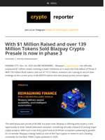 With $1 Million Raised and over 139 Million Tokens Sold Blazpay Crypto Presale is now in phase 3