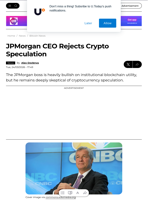 JPMorgan CEO Rejects Crypto Speculation - U.Today