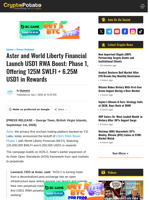 Aster and World Liberty Financial Launch USD1 RWA Boost: Phase 1, Offering 125M $WLFI + 6.25M USD1 in Rewards