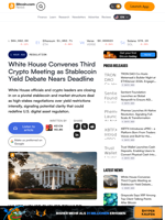 White House Convenes Third Crypto Meeting as Stablecoin Yield Debate Nears Deadline – Regulation Bitcoin News