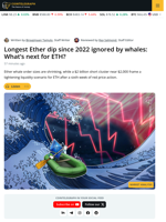 Ether Whale Orders Shrink as $2B Short Cluster Sits Near $2K