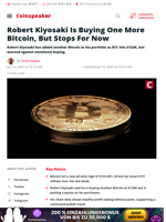 Robert Kiyosaki Is Buying One More Bitcoin, But Stops For Now - Coinspeaker