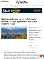 Qatar negotiators travel to Tehran to finalize US-Iran agreement as crypto markets react