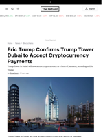 Eric Trump Confirms Trump Tower Dubai to Accept Cryptocurrency Payments - 