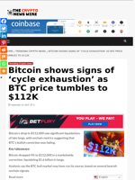 Bitcoin shows signs of ‘cycle exhaustion’ as BTC price tumbles to $112K - The Crypto News Wire