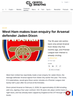 West Ham makes loan enquiry for Arsenal defender Jaden Dixon