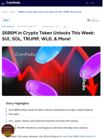 $686M in Token Unlocks This Week: Key Projects to Watch