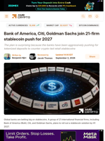 Bank of America, Citi, Goldman Sachs join 21-firm stablecoin push for 2027 - AMBCrypto
