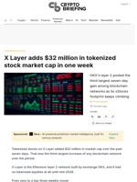 X Layer adds $32 million in tokenized stock market cap in one week