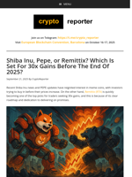 Shiba Inu, Pepe, or Remittix? Which Is Set For 30x Gains Before The End Of 2025?