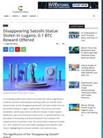 Disappearing Satoshi Statue Stolen in Lugano, 0.1 BTC Reward Offered - CryptoCoin.News
