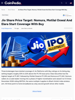 Jio Share Price Target: Nomura, Motilal Oswal And Elara Start Coverage With Buy