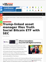 Trump-linked asset manager files Truth Social Bitcoin ETF with SEC - The Crypto News Wire