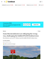 Bitcoin price analysis: Some indicators are still going the wrong way, challenging the bullish $70,000 holdout narrative