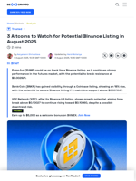 3 Altcoins to Watch for Potential Binance Listing in August 2025