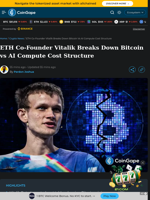 ETH Co-Founder Vitalik Breaks Down Bitcoin vs AI Compute Cost Structure