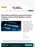Polymarket publishes enhanced market integrity rules for DeFi platform and US exchange