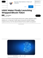 USDC Maker Finally Launching Wrapped Bitcoin Token - U.Today