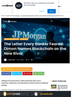 The Letter Every Banker Feared: Dimon Names Blockchain as the New Rival | Live Bitcoin News