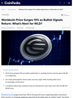 Worldcoin Price Surges 19% as Bullish Signals Return: What’s Next for WLD?