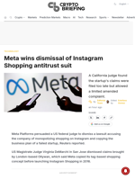 Meta wins dismissal of Instagram Shopping antitrust suit