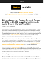 Bittam Launches Double Deposit Bonus and Up to $3,000 in Welcome Rewards Amid Bitcoin Market Volatility
