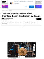 Cardano Named Second-Most Quantum-Ready Blockchain by Google - U.Today