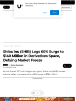 Shiba Inu (SHIB) Logs 60% Surge to $140 Million in Derivatives Space, Defying Market Freeze - U.Today