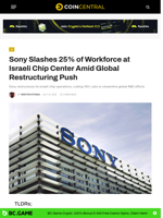 Sony Slashes 25% of Workforce at Israeli Chip Center Amid Global Restructuring Push - CoinCentral
