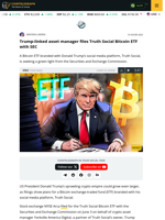 Trump’s Truth Social seeks SEC greenlight for Bitcoin ETF