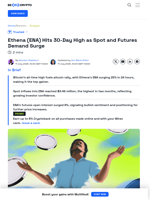 ENA Price Hits 30-Day High as Bitcoin’s Rally Ignites Altcoin Surge