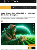 Kevin O'Leary Said It First: ZKP is the Next AI Blockchain Champion - DailyCoin