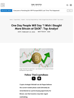 One Day People Will Say “I Wish I Bought More Bitcoin at $60K”: Top Analyst