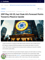 XRP May Hit $5, but Ozak AI’s Forecast Points Toward a Massive Upside
