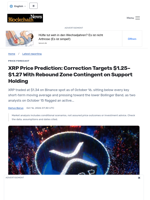 XRP Price Prediction: Correction Targets $1.25–$1.27 With Rebound Zone Contingent on Support Holding - Blockchain.News