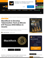 BlackRock Eyes Tokenization As Bitcoin ETF Passes $100B