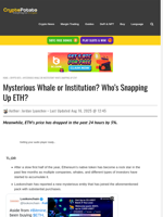 Mysterious Whale or Institution? Who’s Snapping Up ETH?